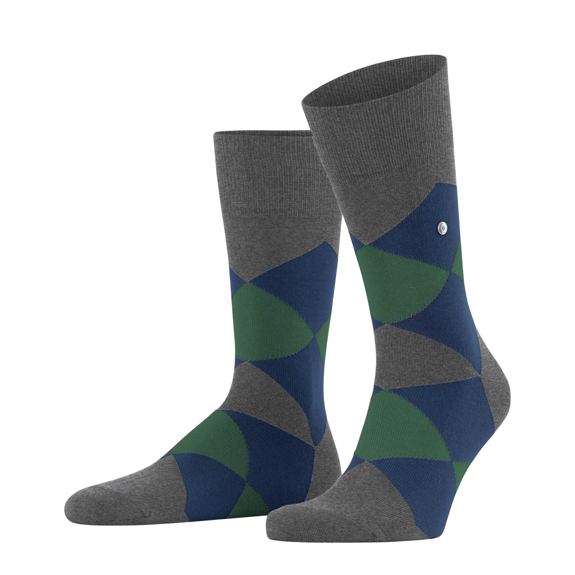 Burlington Men Socks - Clyde, Diamond Pattern, Organic Cotton Grey/Blue ...