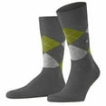 thumbnail image 1 of Burlington Men's Socks - King, Cotton, Diamond Pattern, Logo Emblem Dark Grey/Green 40-46, 1 of 4