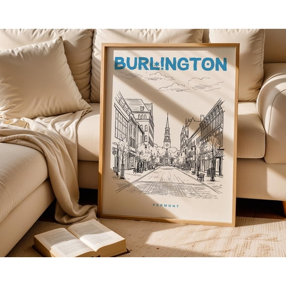 Burlington Print, Burlington Poster, Vermont Wall Art Print, Burlington Lover Gift, Burlington Travel Art , Poster Print Only
