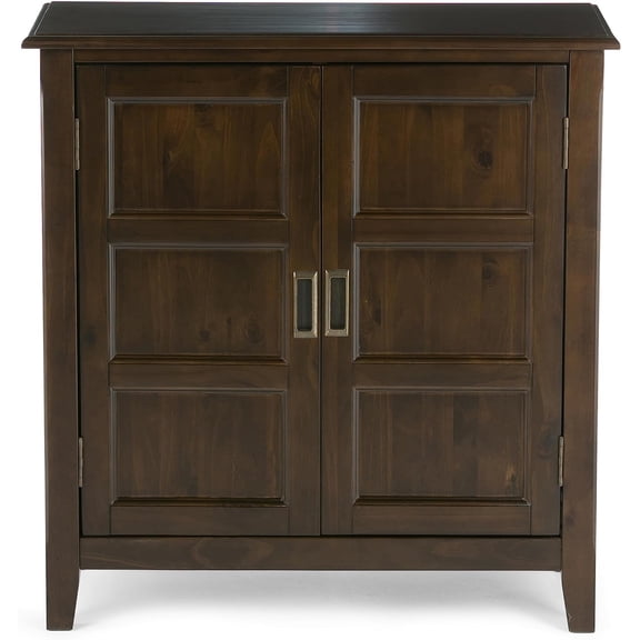 Burlington SOLID WOOD 30 inch Wide Transitional Low Storage Cabinet in Mahogany Brown for the Living Room, Entryway and Family Room