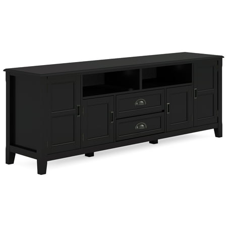 Simpli Home - Burlington SOLID WOOD 72 inch TV Media Stand For TVs up to 80 inches - Black