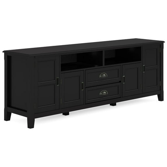 Burlington 72 inch Wide Solid Wood TV Stand in Black For TVs up to 80 inches