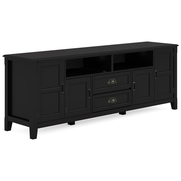 Burlington 72 inch Wide Solid Wood TV Stand in Black For TVs up to 80 inches