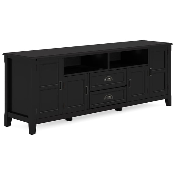 Burlington 72 inch Wide Solid Wood TV Stand in Black For TVs up to 80 inches