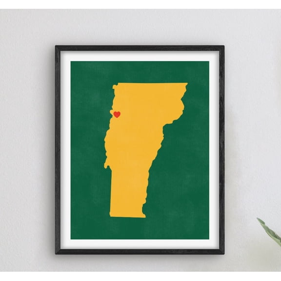 Burlington Vermont Wall Art Print, College City Map Decor