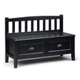 thumbnail image 1 of Simpli Home Burlington 42 inch Wide Solid Wood Entryway Storage Bench with Drawers in Black, 1 of 5