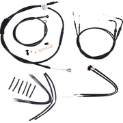 Burly Brand 16" Ape Hanger Cable & Brake Line Kit - Black, ABS, Clutch/Throttle/Wiring for Softail B30-1125