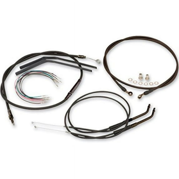 Burly Brand 16" Ape Hanger Handlebar Cable, Brake Line & Wiring Kit - Black, Non-ABS, Fits '07-'11 FXD (B30-1041)