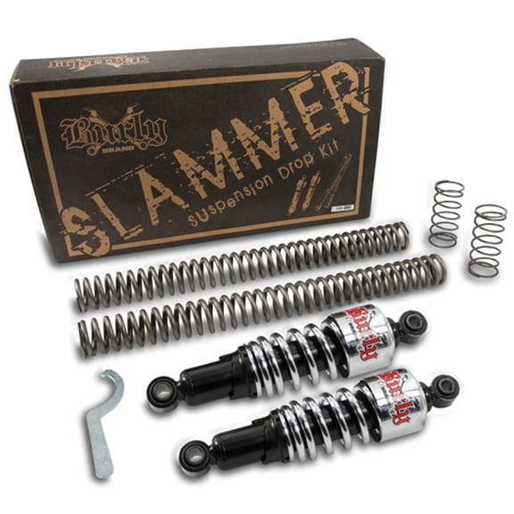Burly Slammer Front & Chrome Rear Shock Suspension Drop Kit (B28-1004)