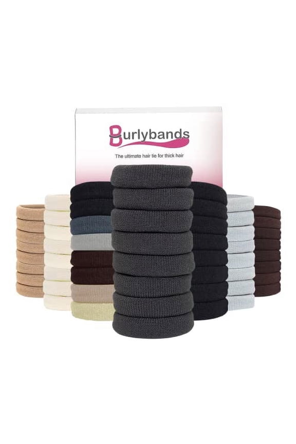 Large Hair Ties for Thick Heavy or Curly Hair. No Slip No Damage Seamless Ponytail Holders Scrunchies Sports Thick Hair Ties. Women's Hair Elastics-Bands (Dk Gray 8 Pcs)