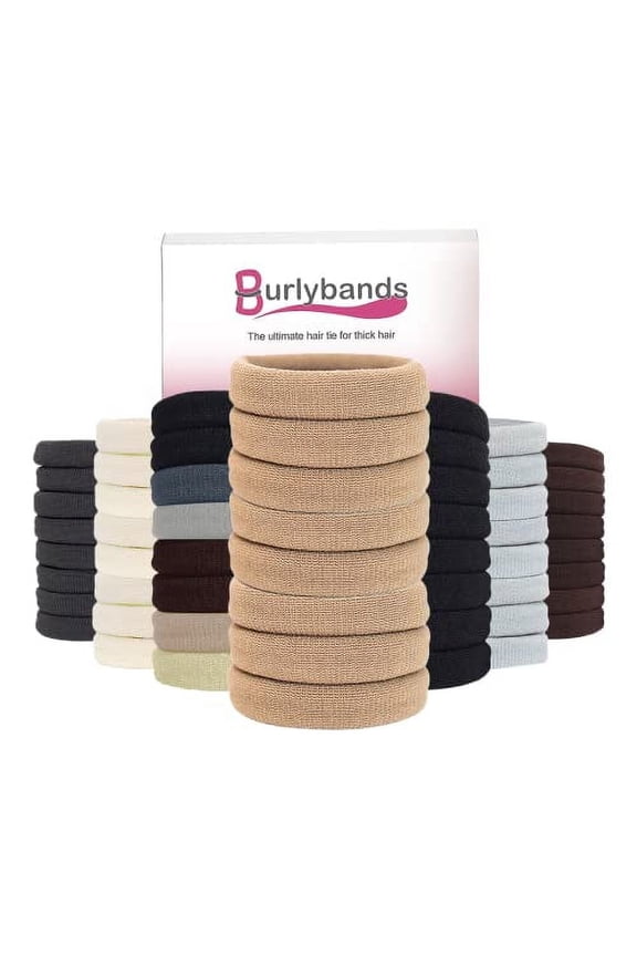 Large Hair Ties for Thick Heavy or Curly Hair. No Slip No Damage Seamless Ponytail Holders Scrunchies Sports Thick Hair Ties. Women's Hair Elastics-Bands (Lt Brown 8 Pcs)