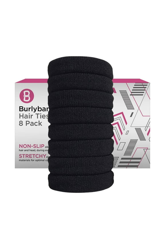 Thick Hair, Ponytail Scrunchies, Black Plain, 8 Pieces