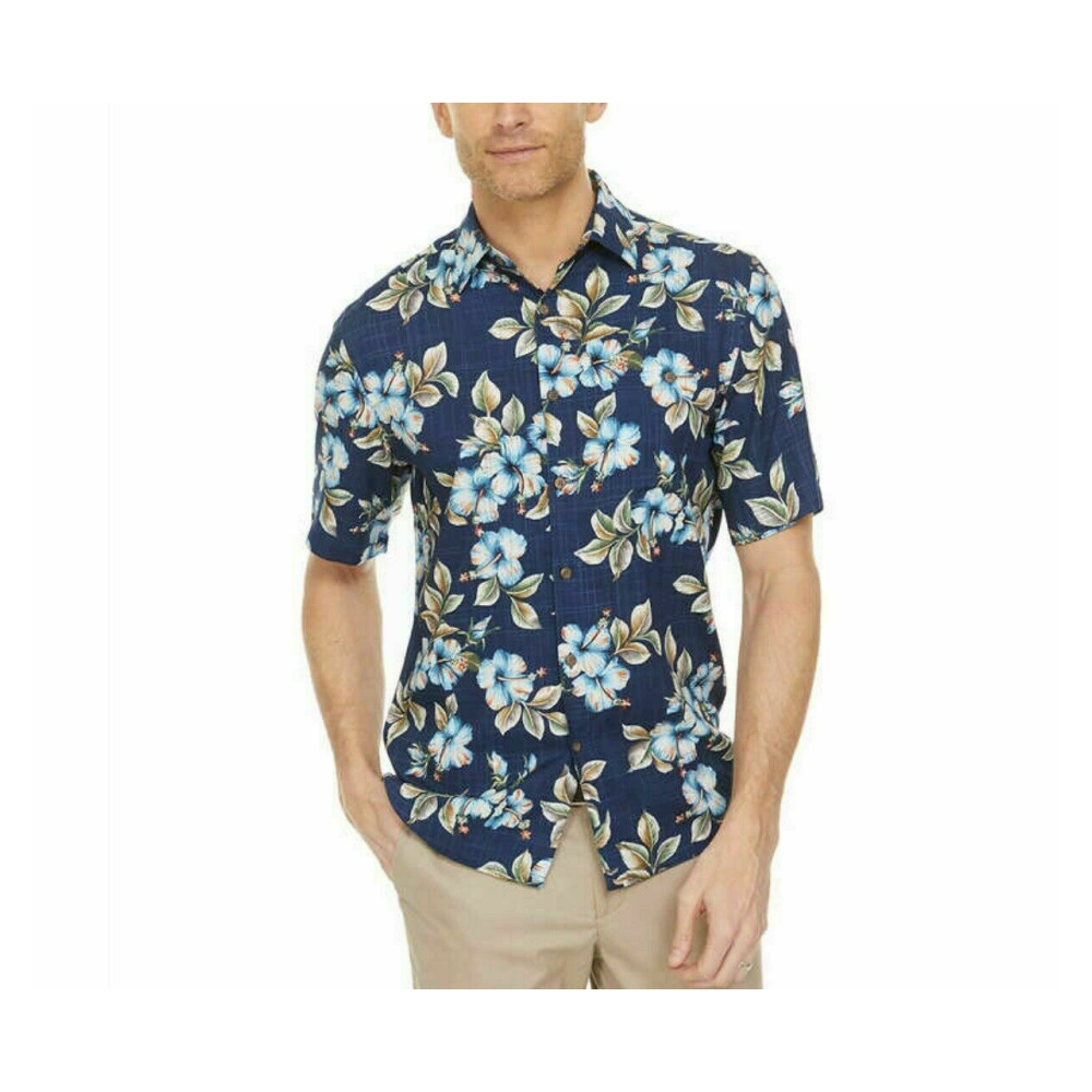 Burma Bibas Mens Short Sleeve Woven Shirt,Blue Flower,L Burma Bibas Mens Short Sleeve Woven Shirt,Blue Flower,L