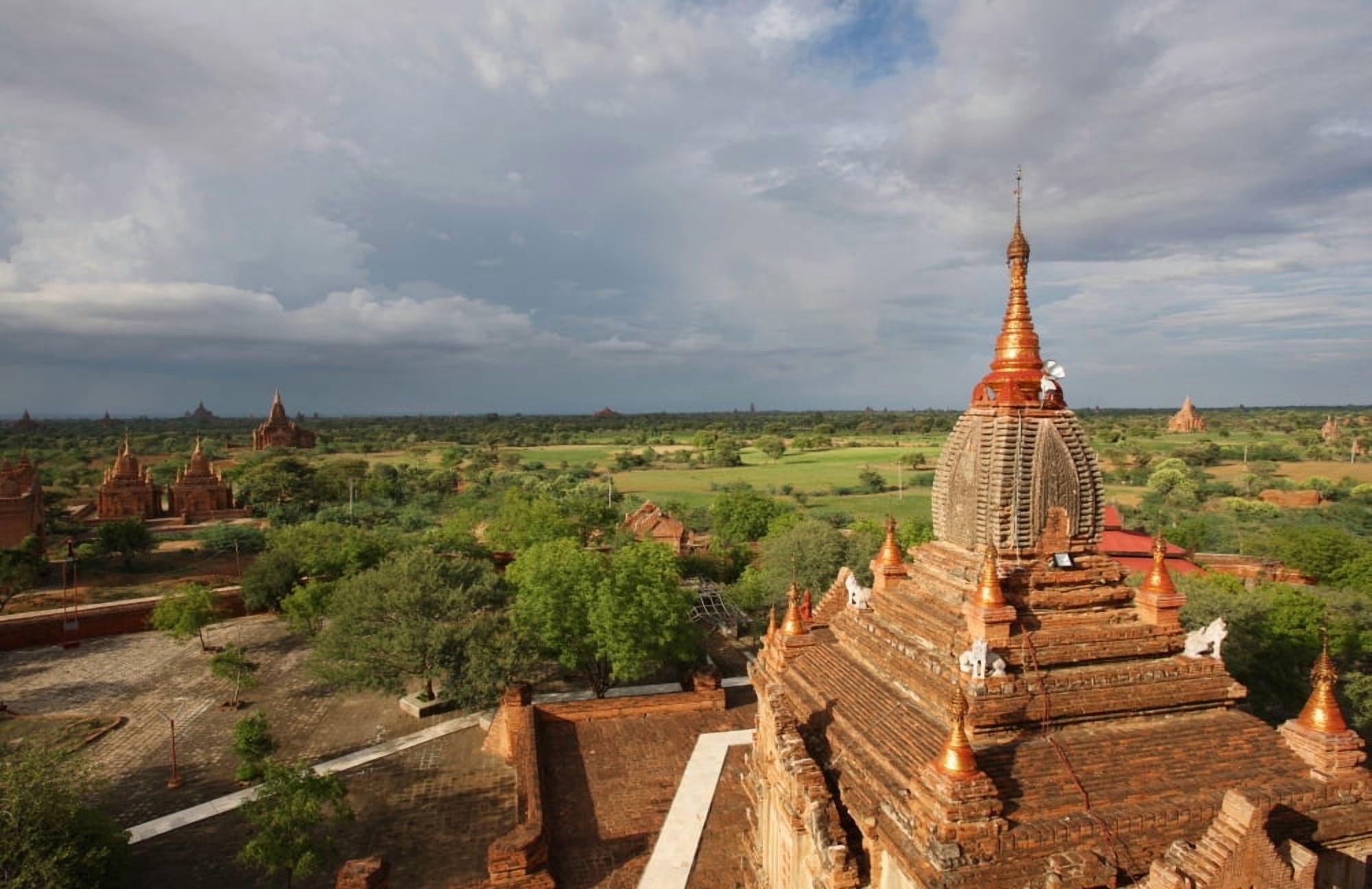 Burma Myanmar Buddhist pagoda Bagan Canvas Art - Chris Caldicott Design Pics (38 x 24)