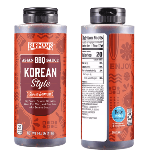 Burman's Korean Style BBQ Sauce Sweet & Savory 2 Pack 14.5 oz