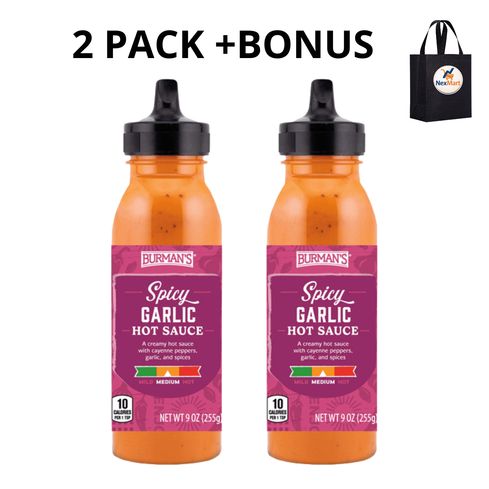 Burman's Spicy Garlic Hot Sauce 2-Pack 9 oz