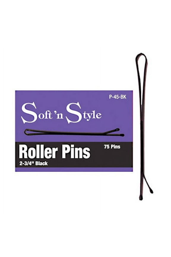 Burmax Soft N' Style Roller Pins 2-3/4" - Black - Ball Pointed - 75 Pins