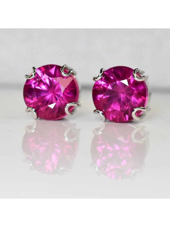 Burmese CERTIFIED Natural Pink Round Ruby 42.30 Ct Earring Pair Free Delivery