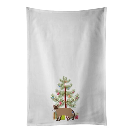 Burmese Cat Merry Christmas White Kitchen Towel Set of 2 Dish Towels