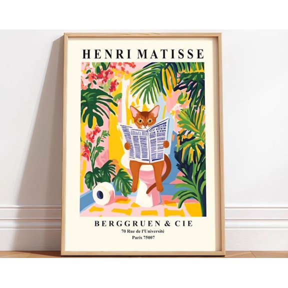 Burmese Cat On Tet Wall Art Print, Unframed Paper Poster 8x10in