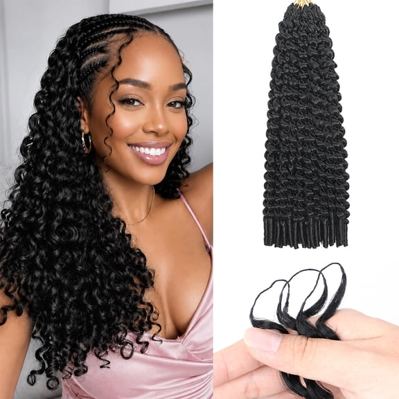 Burmese Curly Crochet Hair Spiral Curl Knotless Braids Extensions 18" Natural Black (6 Pack)