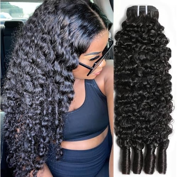 Burmese Curly Human Hair 20 Inches 3C4A Water Wave Quick Weave with Spiral Curly End Unprocessed Kinky Curly Human in Hair Extensions Black