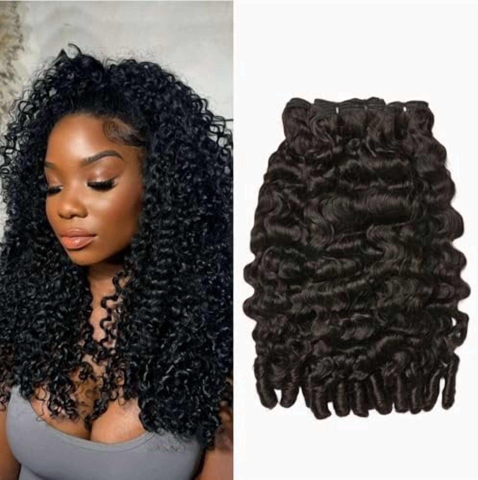 Burmese Curly  Human Hair Unprocessed  Burmese Curly Water Wave Human Hair 3   Black 18 20 22 inch