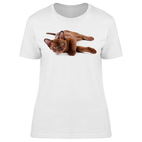 Burmese Playful Cat T-Shirt Women -Image by Shutterstock, Female x-Large