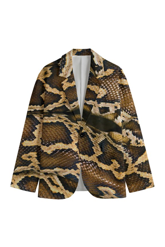 Burmese Python Snake Print Men'S Blazer, Snakeskin Fun Novelty Blazer