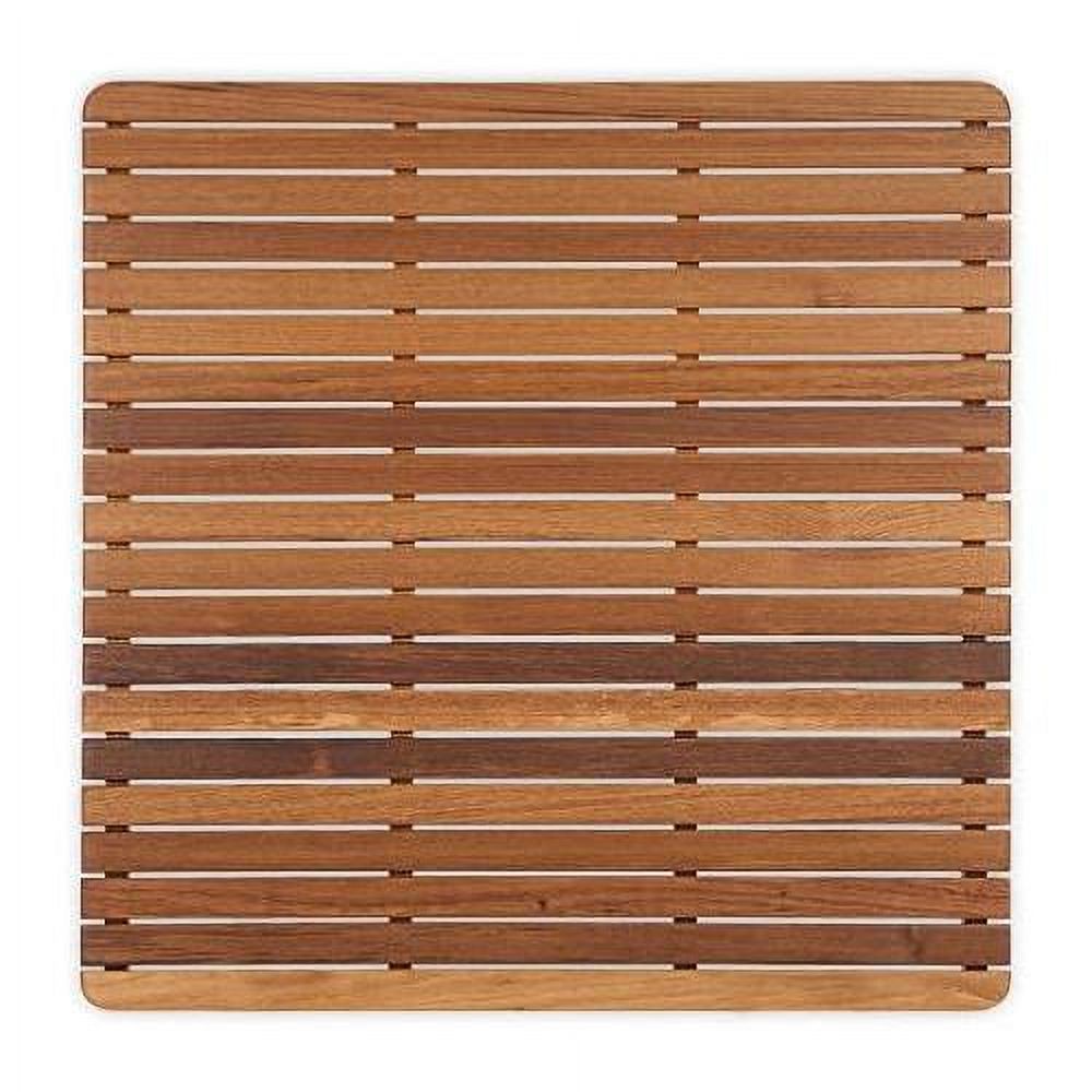 Burmese Teak Shower Bath Mat With Rounded Corners 30" X 30"