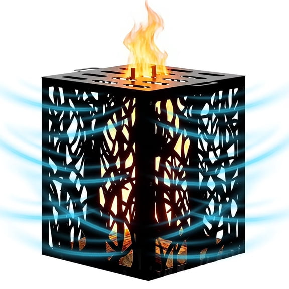 Burn Barrels for Outside, Square Carbon Steel Firepit, Heavy Duty 22x22x26 Inch Outdoor Incinerator Drum for Paper Leaves Trash Wood