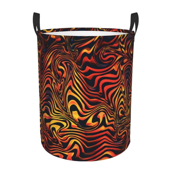 Burn Curved Line Fire Foldable Laundry Hamper with Handle Storage Basket for Clothes Toys & Organizing