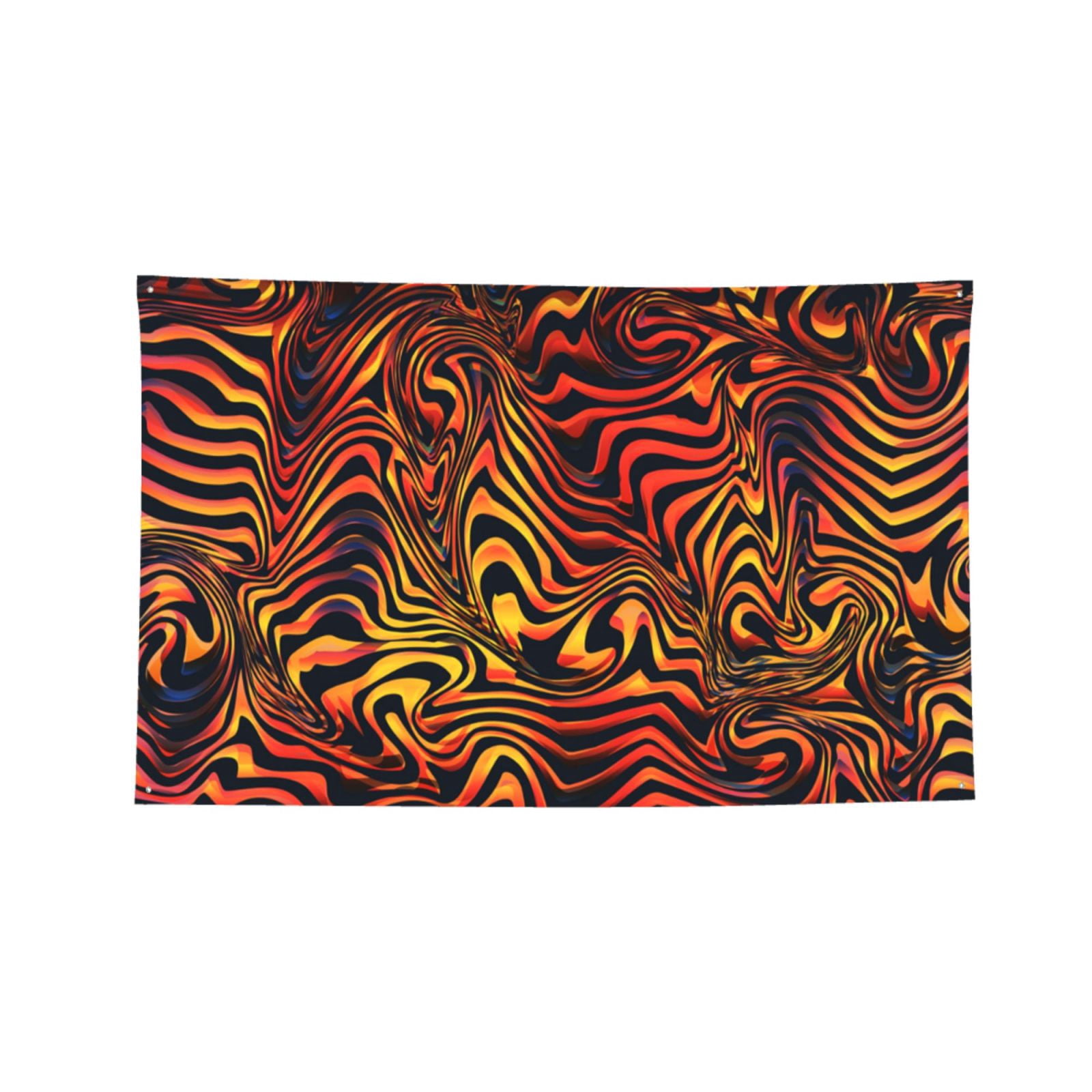Burn Curved Line Fire Four Hole Decorated Banner Flag for Garden Yard Home Decoration Indoor Outdoor 4x6 Ft