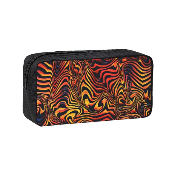 Burn Curved Line Fire Large Capacity Pen Case Pencil Pouch Multi-Purpose Storage for Art Supplies, Makeup, Stationery, Office, Travel