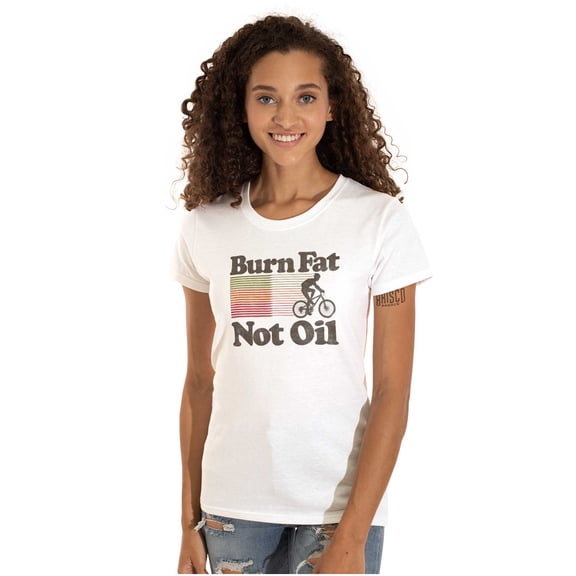 Burn Fat Not Oil Cycling Vintage Womens Slim Fit Graphic Tee Brisco Brands M