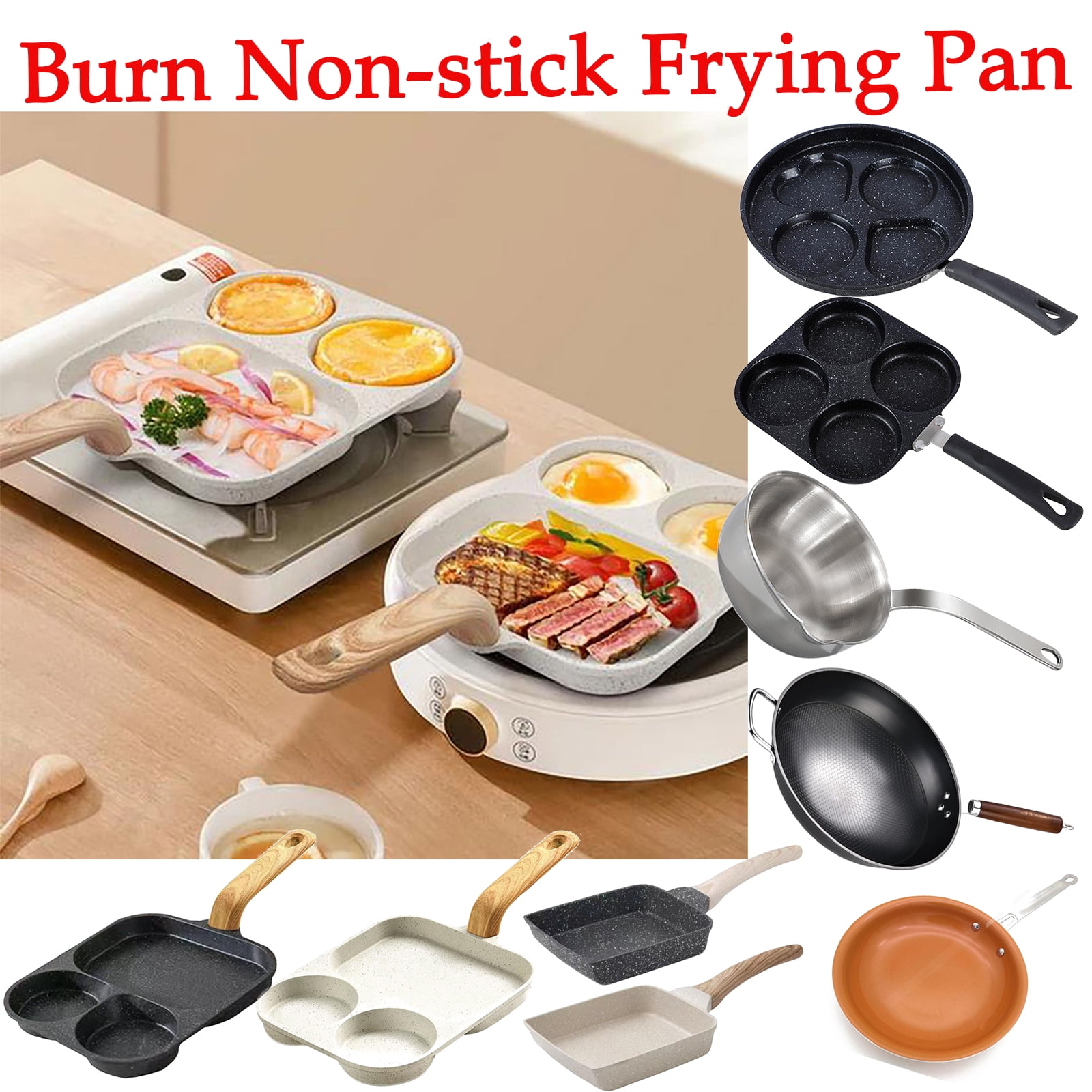 Burn Non Stick Frying Pan Steak Pan Maifan Stone Breakfast Pan Roll Pan Egg Pan Omelet Pan Pancake Pan Small Skillet Non Toxic Induction Compatible Gas Stove Oven Safe Easy Clean Healthy, HAODEJW