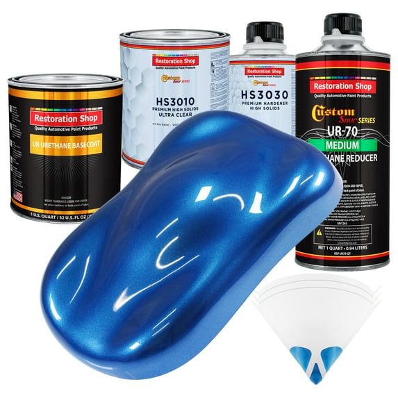 Burn Out Blue Metallic Premium Quart URETHANE BASECOAT CLEARCOAT Auto Paint Kit