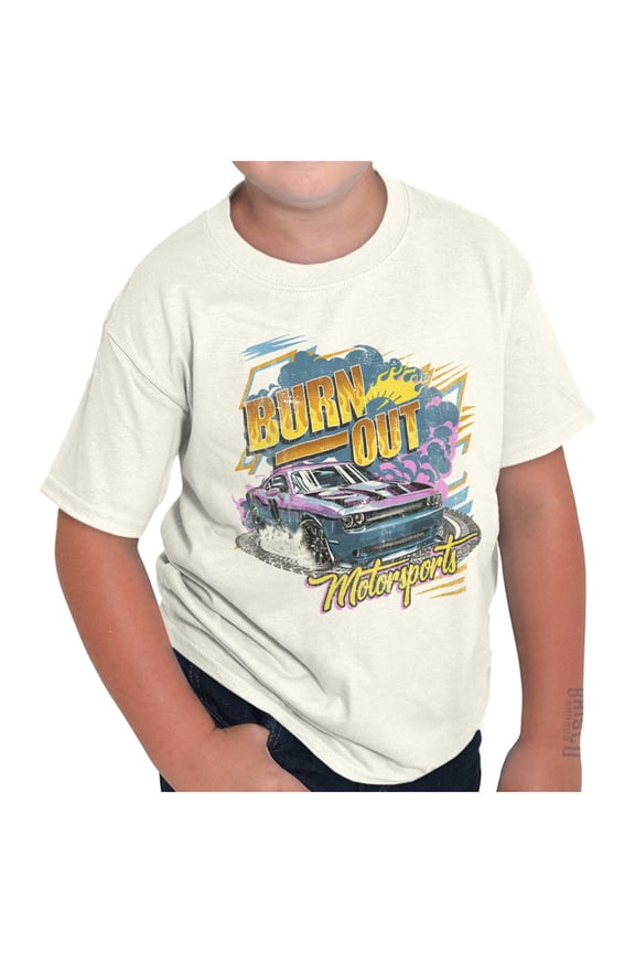 Burn Out Motorsports Racecar Donuts Crewneck T Shirts Boy Girl Teen Brisco Brands S