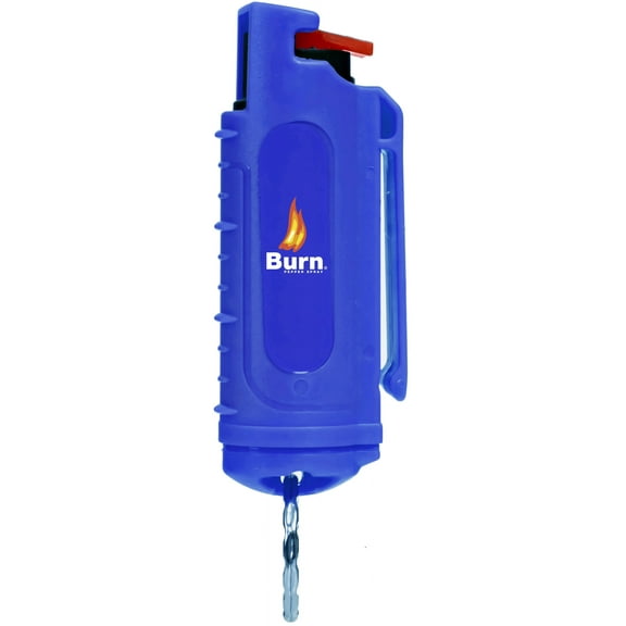 Burn Pepper Spray Keychain - Max Strength 1/2oz Plastic Case Molded, Blue
