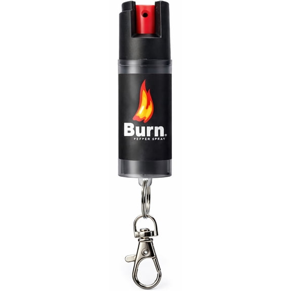 Burn Pepper Spray for Self Defense - 1/2oz Compact Pepper Spray for Women with Keychain, Maximum Strength, Police Grade with UV Dye, Ideal for Personal Safety, Joggers & Home Defense - Black 1 Pack