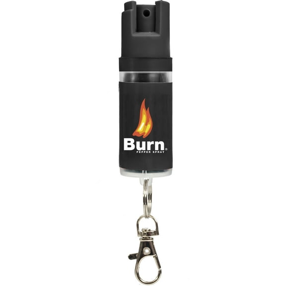Burn Pepper Spray for Self Defense - 1/2oz Compact Pepper Spray for Women with Keychain, Maximum Strength, Police Grade with UV Dye, Ideal for Personal Safety, Joggers & Home Defense - Black 1 Pack