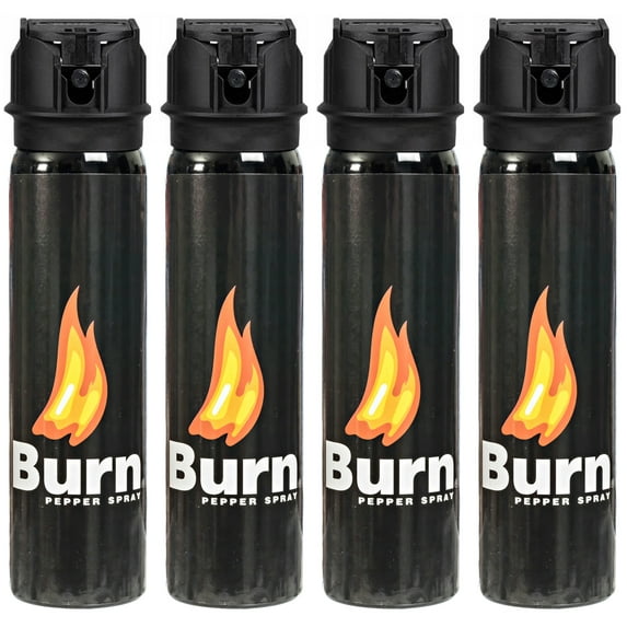 Burn Pepper Spray for Self Defense Max Strength Heavy Duty - 3.7 fl oz 4 Pack