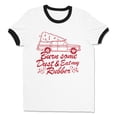 thumbnail image 1 of Burn Some Dust and Eat My Rubber Ringer Tee Shirt Unisex 2X-Large White/Black, 1 of 5