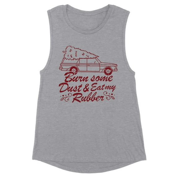 Burn Some Dust and Eat My Rubber Women's Muscle Tank Large Heather Grey