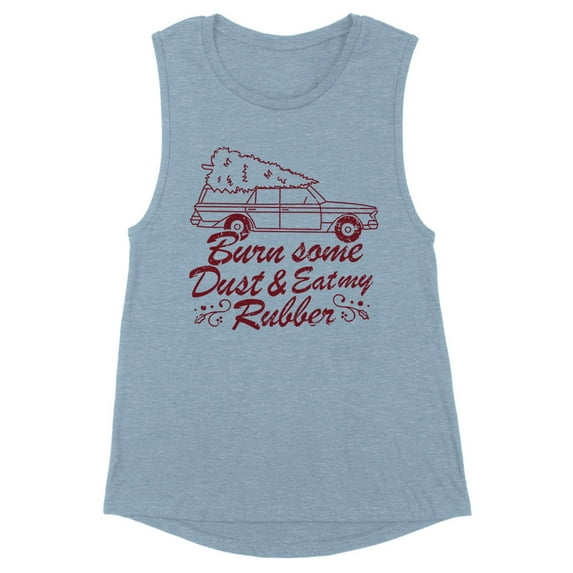 Burn Some Dust and Eat My Rubber Women's Muscle Tank X-Small Stonewash Denim