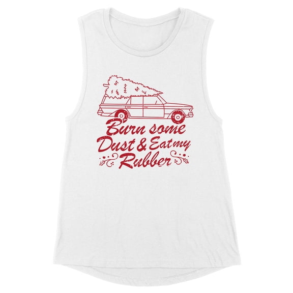 Burn Some Dust and Eat My Rubber Women's Muscle Tank X-Small White