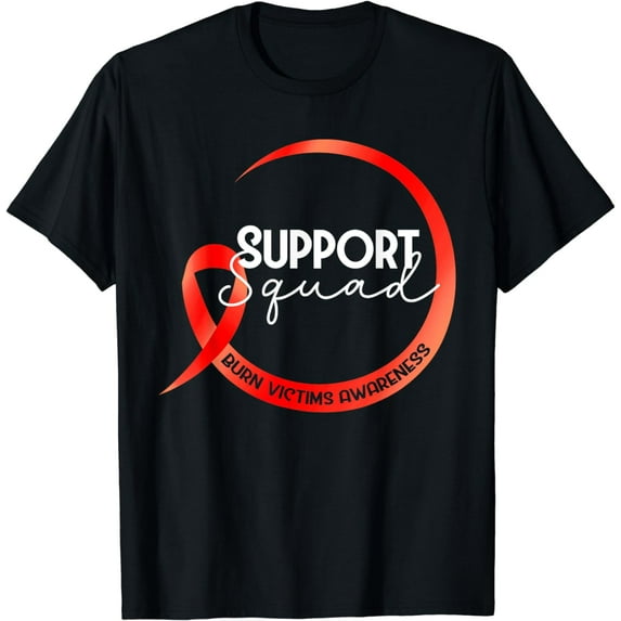 Burn Victims Awareness Red Ribbon Support Squad T-Shirt