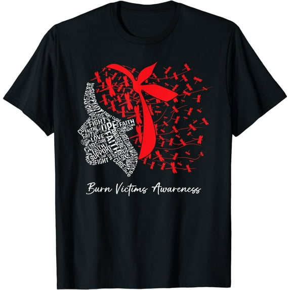Burn Victims Awareness Shirt Red Woman Face Faith Hope Love T-Shirt