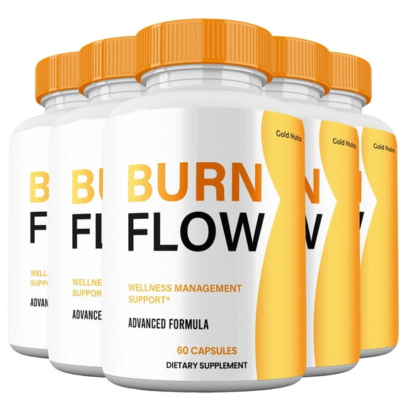 BurnFlow Capsules, Maximum Strength All Natural Formula, Burn Flow Pills Supplement, 60 Capsules (5 Pack)