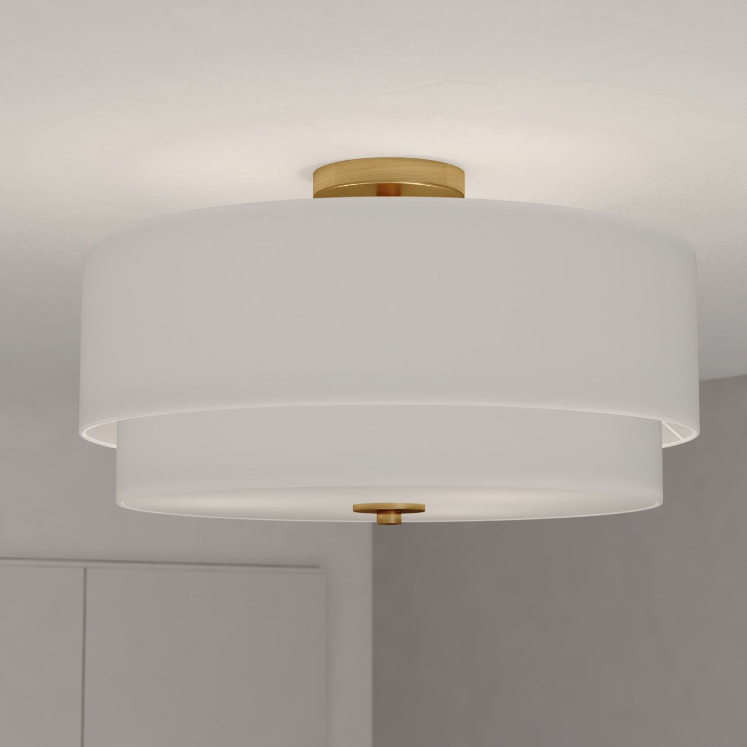Burnaby 20.5" Matte Brass Drum Semi-Flush Mount Ceiling Light